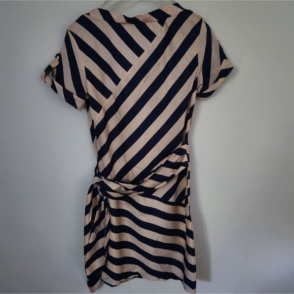 DIANE VON FURSTENBERG Dress 100% silk Leron dress striped navy pink sz 2 - Picture 8 of 8